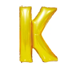 Arany színű, betű alakú fólia lufi, léggömb – K