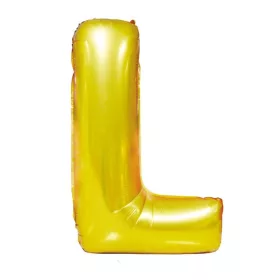 Arany színű, betű alakú fólia lufi, léggömb – L