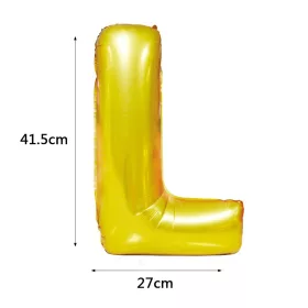 Arany színű, betű alakú fólia lufi, léggömb – L