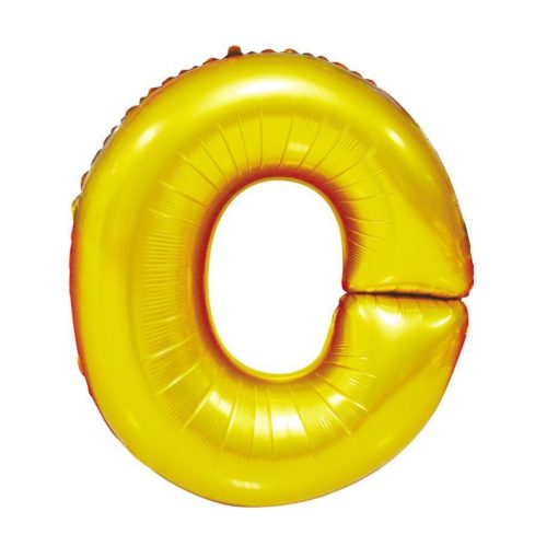 Arany színű, betű alakú fólia lufi, léggömb – O
