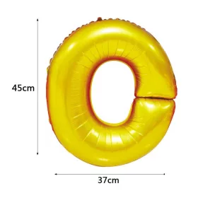 Arany színű, betű alakú fólia lufi, léggömb – O