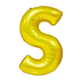 Arany színű, betű alakú fólia lufi, léggömb – S