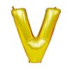 Arany színű, betű alakú fólia lufi, léggömb – V