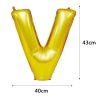 Arany színű, betű alakú fólia lufi, léggömb – V