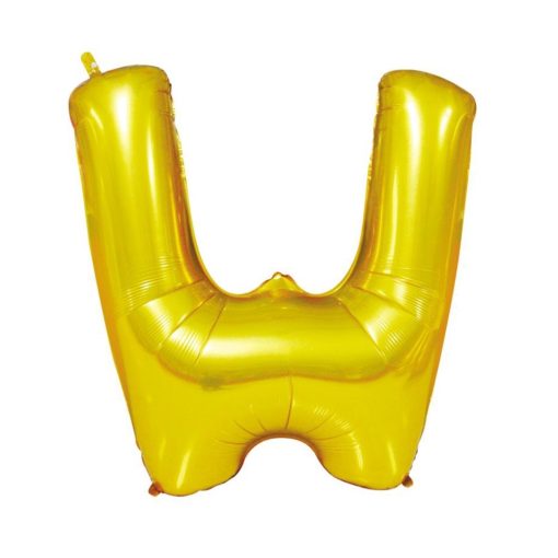 Arany színű, betű alakú fólia lufi, léggömb – W