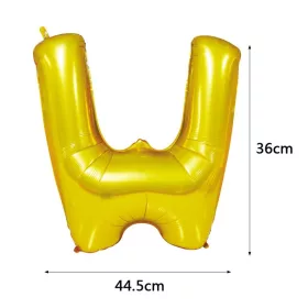 Arany színű, betű alakú fólia lufi, léggömb – W
