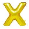 Arany színű, betű alakú fólia lufi, léggömb – X