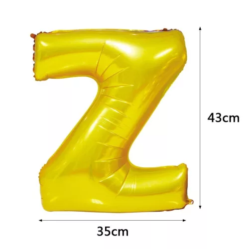 Arany színű, betű alakú fólia lufi, léggömb – Z