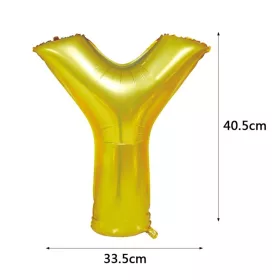 Arany színű, betű alakú fólia lufi, léggömb – Y