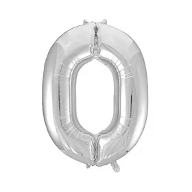Óriás szám fólia lufi - 0 – Ezüst