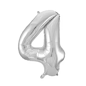 Óriás szám fólia lufi - 4 – Ezüst