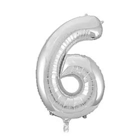 Óriás szám fólia lufi - 6 – Ezüst