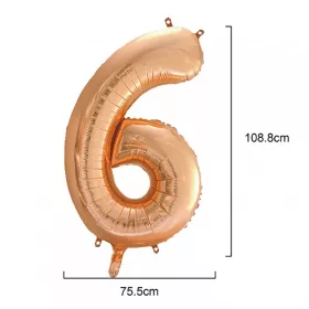 Óriás szám fólia lufi - 6 – Rose Gold