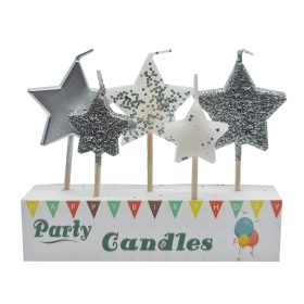 5 darabos gyertya szett – Ezüst csillagok