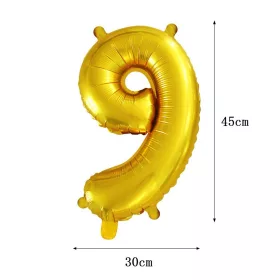 Arany színű szám fólia lufi - 9