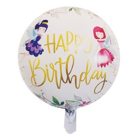 Kör alakú fólia lufi – Happy Birthday tündérekkel