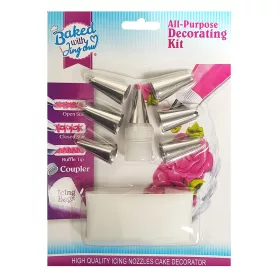   9 részes tortadíszítő szett – Habzsákkal, díszítőcsövekkel és csatlakozóval