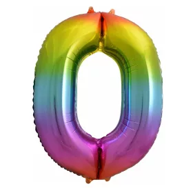 Óriás szám fólia lufi – 0 – Szivárvány