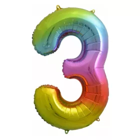 Óriás szám fólia lufi – 3 – Szivárvány