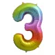 Óriás szám fólia lufi – 3 – Szivárvány