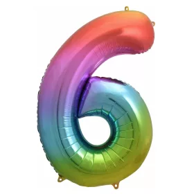 Óriás szám fólia lufi – 6 – Szivárvány