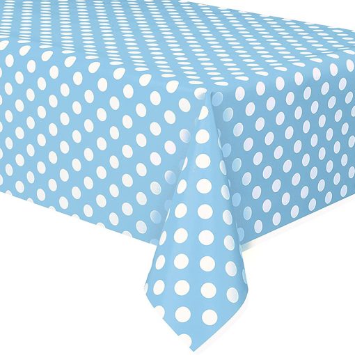 Műanyag asztalterítő – Kék alapon fehér pöttyös