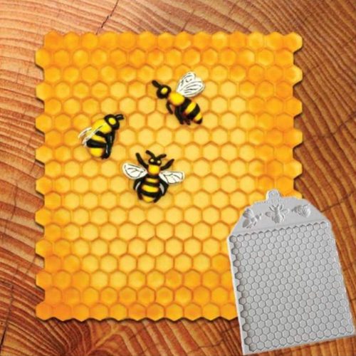 Szilikon fondant és marcipán mintázó – Lépes méz minta, méhsejt, méhecske