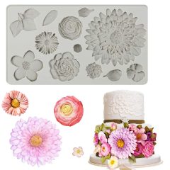  Szilikon fondant és marcipán mintázó – Vegyes virágok és levelek