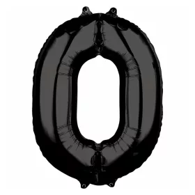 Óriás szám fólia lufi – 0 - Fekete