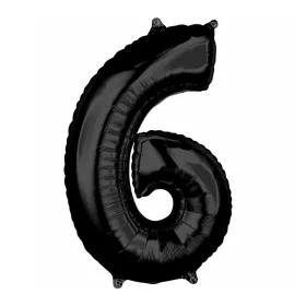 Óriás szám fólia lufi – 6 - Fekete