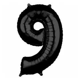 Óriás szám fólia lufi – 9 - Fekete