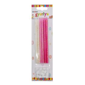 12 darabos születésnapi gyertya – Fehér és rózsaszín