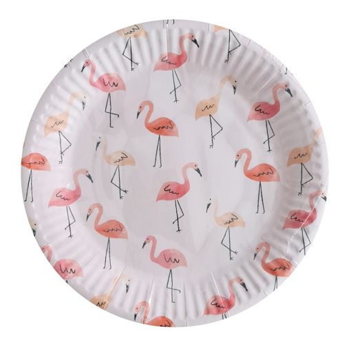 10 darabos papír tányér – Flamingó