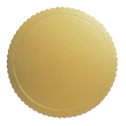 Arany színű kör alakú fodros karton tortaalátét - 25 cm
