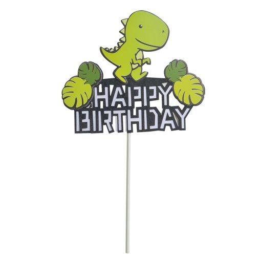 Torta dekoráció, torta beszúró – Dinoszaurusz – Happy Birthday