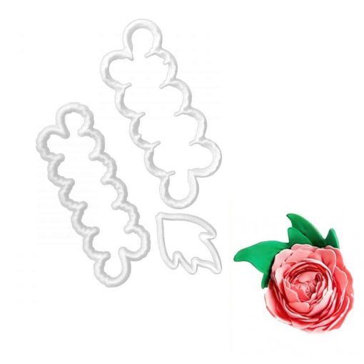 3 darabos műanyag marcipán és fondant mintázó – Rózsa levéllel