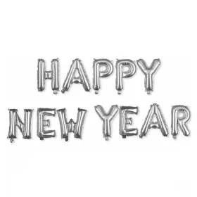 HAPPY NEW YEAR feliratú fólia lufi – Ezüst