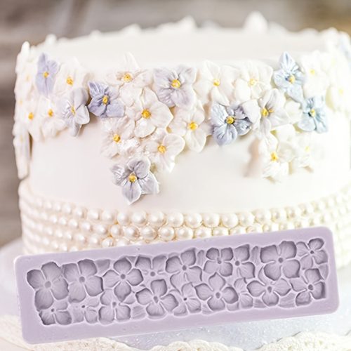 Szilikon fondant és marcipán mintázó - Virág sorminta, ibolya 