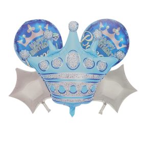   5 darabos fólia lufi szett – Korona, csillagok és kör alakú lufi – Kék Prince