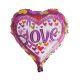 Fólia lufi – Szív – LOVE felirattal és apró szívekkel