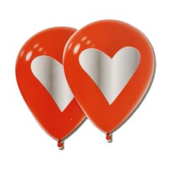 5 darabos latex lufi –Piros lufi szürke szívvel 