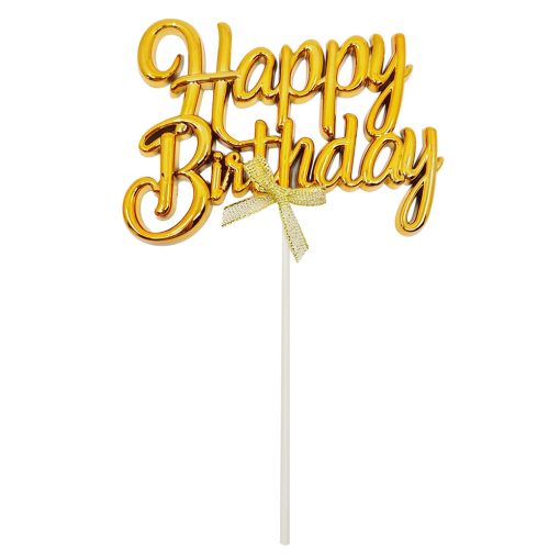 Happy Birthday feliratú torta dekoráció – Arany