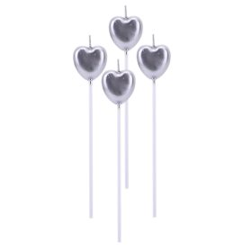 4 darabos gyertya szett – Szív – Ezüst