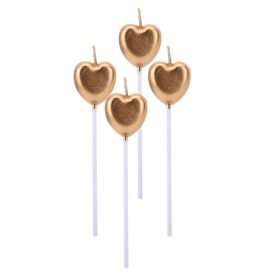 4 darabos gyertya szett – Szív – Arany