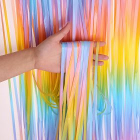   Fólia függöny dekoráció – Szivárvány színű – Pasztell
