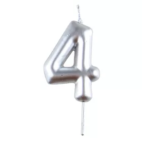Ezüst színű számgyertya – 4