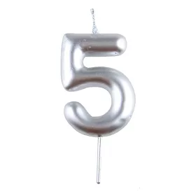 Ezüst színű számgyertya – 5