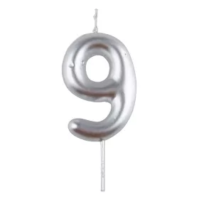 Ezüst színű számgyertya – 9