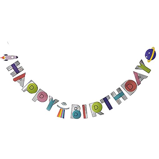 Happy Birthday születésnapi banner – Űrutazás, űrhajós