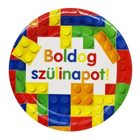   6 darabos papír tányér – Boldog szülinapot – LEGO minta